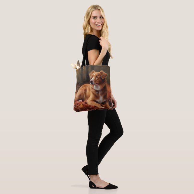 Nova Scotia Duck Terrier In Autumn Leaves Fall  Tote Bag (On Model)