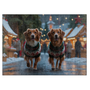 Nova Scotia Duck Toller Christmas Snow Holiday Cutting Board