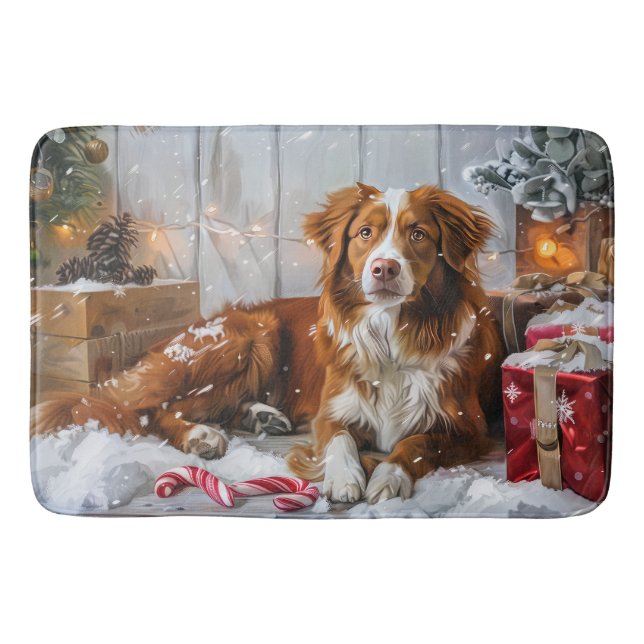 Nova Scotia Duck Toller Dog Christmas Festive Bath Mat (Front)