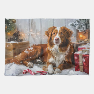 Nova Scotia Duck Toller Dog Christmas Festive Kitchen Towel