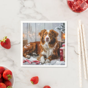 Nova Scotia Duck Toller Dog Christmas Festive Napkin