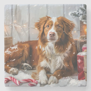 Nova Scotia Duck Toller Dog Christmas Festive Stone Coaster