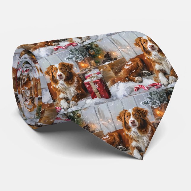 Nova Scotia Duck Toller Dog Christmas Festive Tie (Rolled)