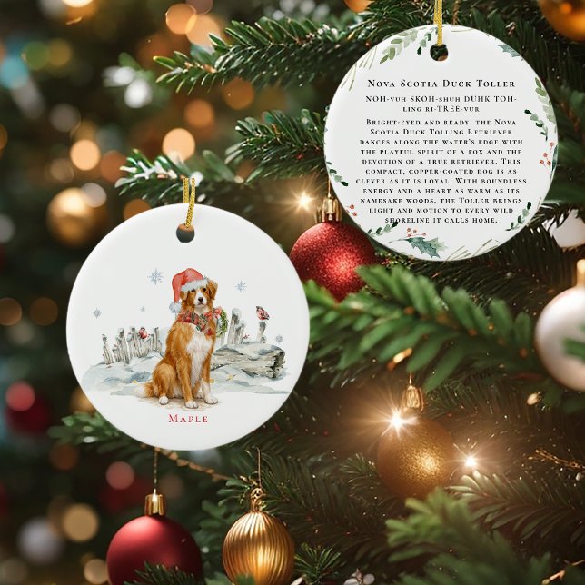 Nova Scotia Duck Toller Dog Monogram Ceramic Ornament (Creator Uploaded)