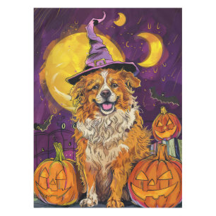 Nova Scotia Duck Toller Halloween Witch Pumpkin Tablecloth