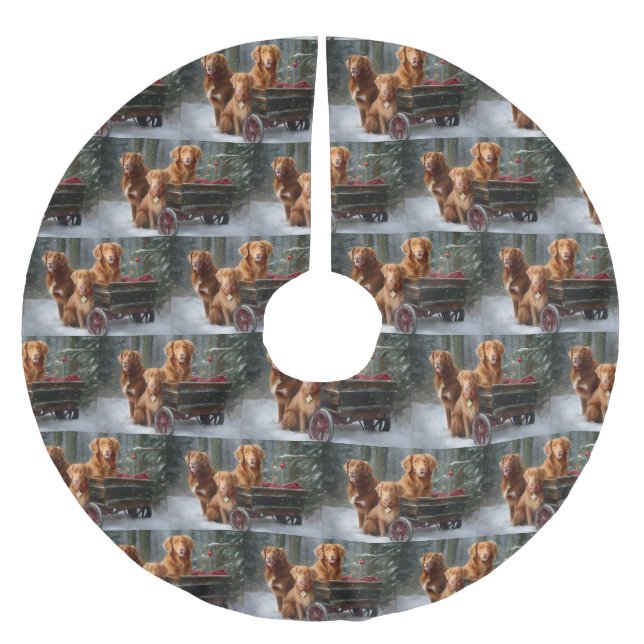 Nova Scotia Duck Toller Retriever Snowy Sleigh Brushed Polyester Tree Skirt (Front)