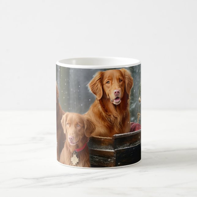 Nova Scotia Duck Toller Retriever Snowy Sleigh Coffee Mug (Center)