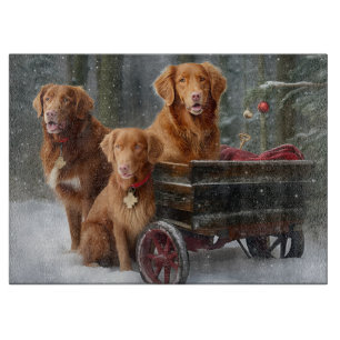 Nova Scotia Duck Toller Retriever Snowy Sleigh Cutting Board