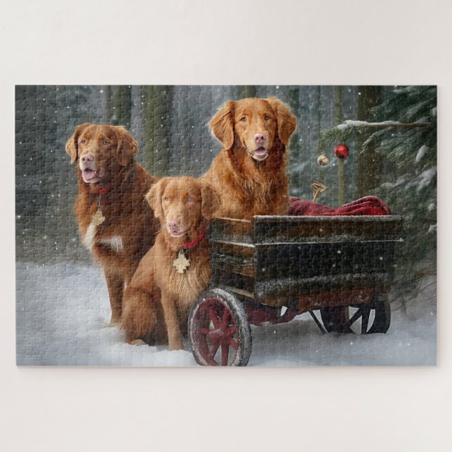 Nova Scotia Duck Toller Retriever Snowy Sleigh Jigsaw Puzzle (Horizontal)