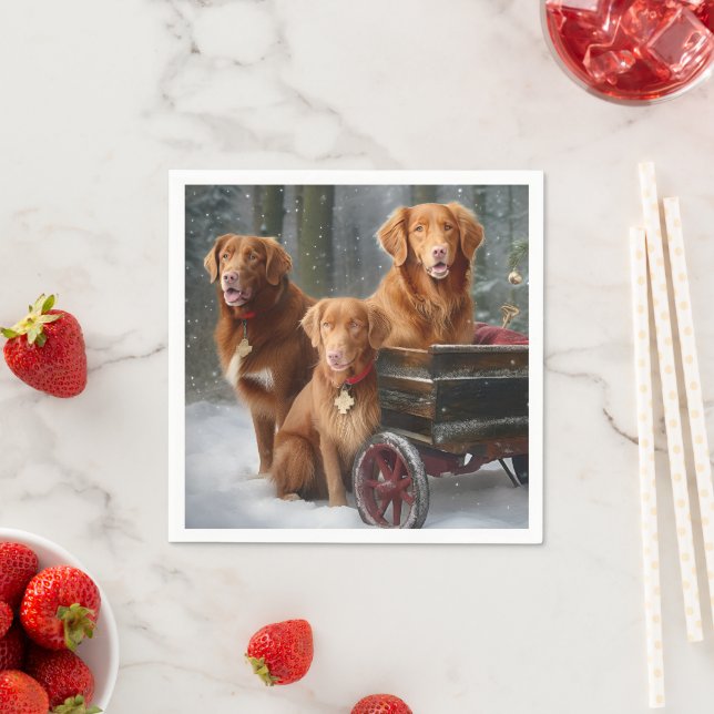 Nova Scotia Duck Toller Retriever Snowy Sleigh Napkin (Insitu)