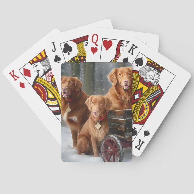 Nova Scotia Duck Toller Retriever Snowy Sleigh Playing Cards (Back)