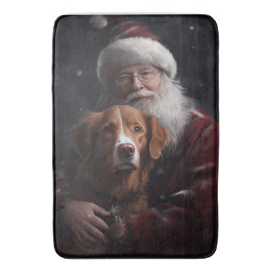 Nova Scotia Duck Toller With Santa Claus Festive Bath Mat