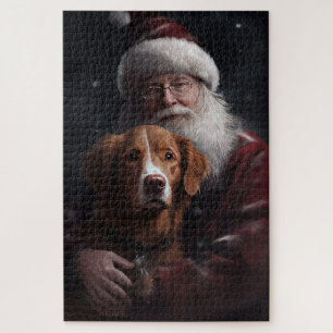 Nova Scotia Duck Toller With Santa Claus Festive Jigsaw Puzzle