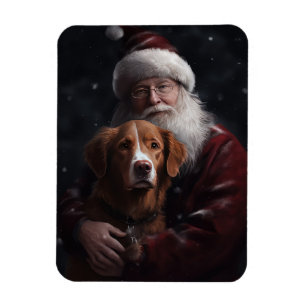 Nova Scotia Duck Toller With Santa Claus Festive Magnet
