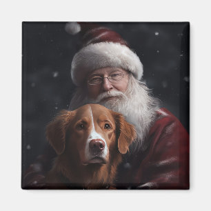 Nova Scotia Duck Toller With Santa Claus Festive Magnet