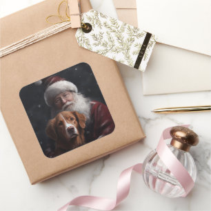 Nova Scotia Duck Toller With Santa Claus Festive Square Sticker