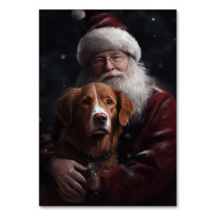 Nova Scotia Duck Toller With Santa Claus Festive Table Number