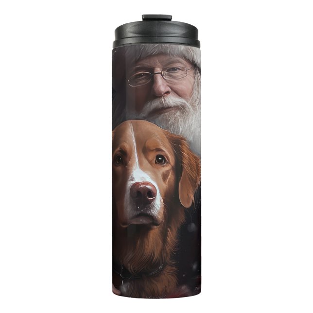 Nova Scotia Duck Toller With Santa Claus Festive Thermal Tumbler (Front)