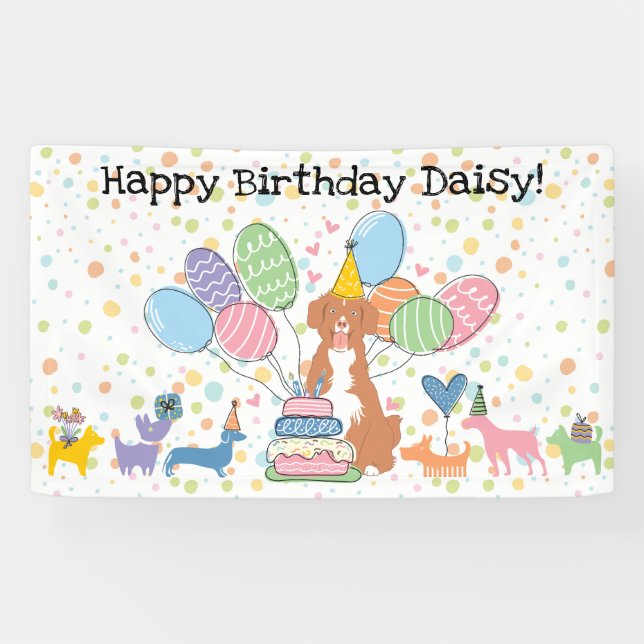 Nova Scotia Duck Tolling Retriever Birthday Banner (Horizontal)