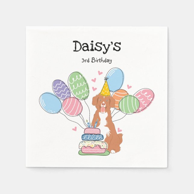 Nova Scotia Duck Tolling Retriever Birthday Paper Napkin (Front)