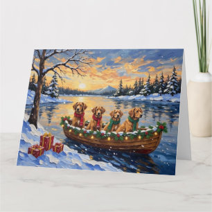 Nova Scotia Duck Tolling Retriever Christmas Boat Card