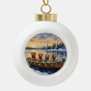 Nova Scotia Duck Tolling Retriever Christmas Boat Ceramic Ball Christmas Ornament