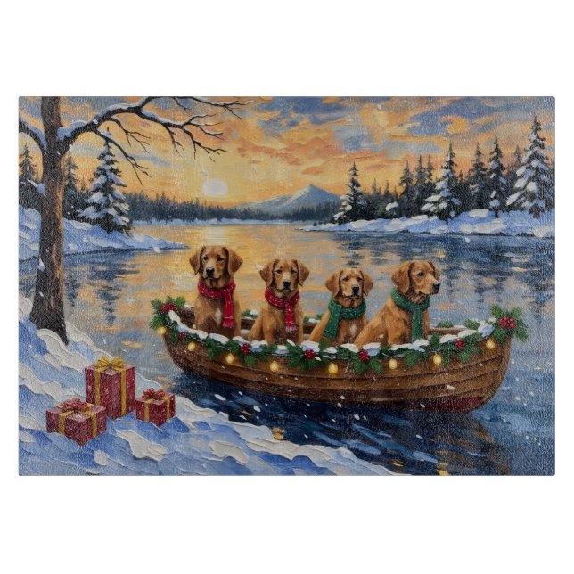 Nova Scotia Duck Tolling Retriever Christmas Boat  Cutting Board (Front)
