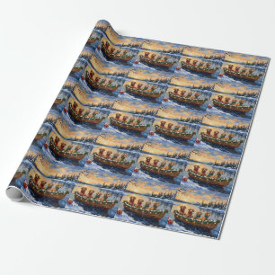 Nova Scotia Duck Tolling Retriever Christmas Boat  Wrapping Paper
