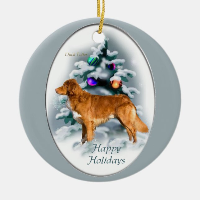 Nova Scotia Duck Tolling Retriever Christmas Gifts Ceramic Ornament (Front)