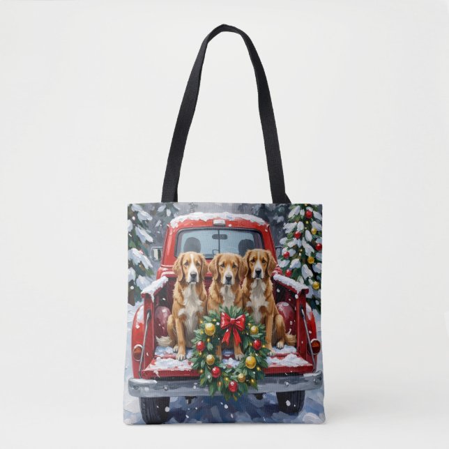 Nova Scotia Duck Tolling Retriever Christmas Red Tote Bag (Front)