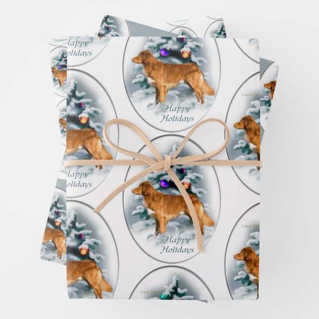 Nova Scotia Duck Tolling Retriever Christmas Wrapping Paper Sheet (In situ)