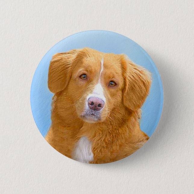 Nova Scotia Duck Tolling Retriever Dog Painting 2 Inch Round Button (Front)