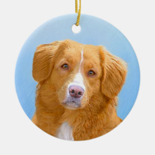 Nova Scotia Duck Tolling Retriever Dog Painting Ceramic Ornament