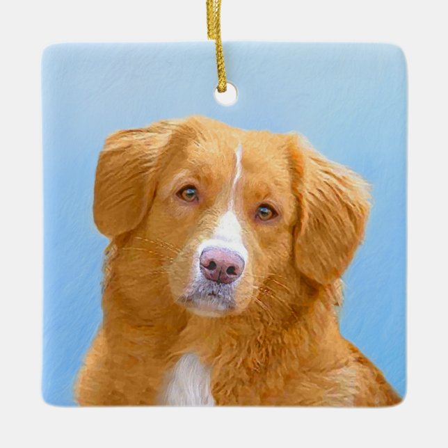 Nova Scotia Duck Tolling Retriever Dog Painting Ceramic Ornament (Front)