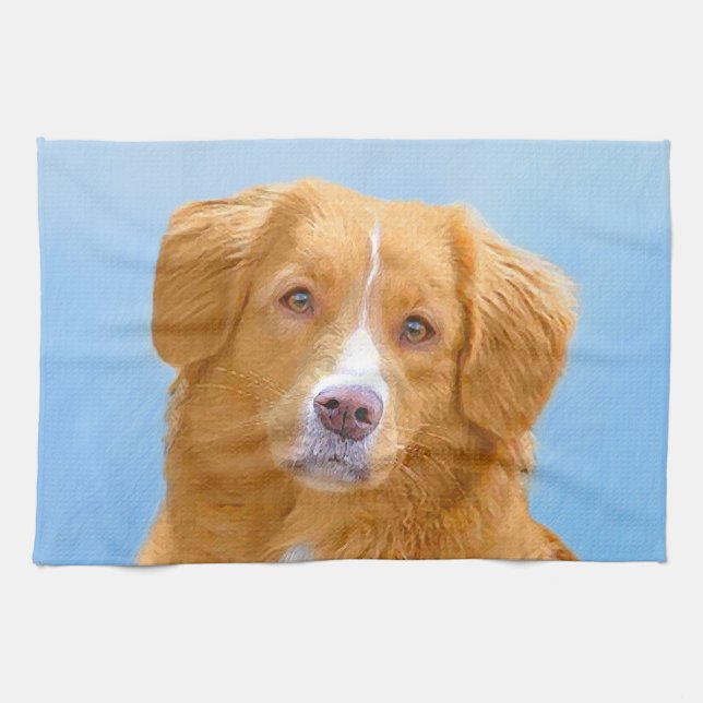 Nova Scotia Duck Tolling Retriever Dog Painting Kitchen Towel (Horizontal)