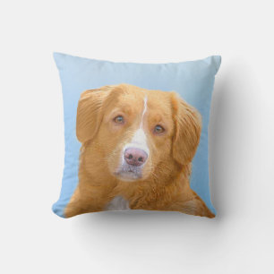 Nova Scotia Duck Tolling Retriever Dog Painting Outdoor Pillow