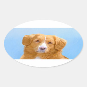 Nova Scotia Duck Tolling Retriever Dog Painting Oval Sticker