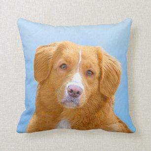 Nova Scotia Duck Tolling Retriever Dog Painting Throw Pillow