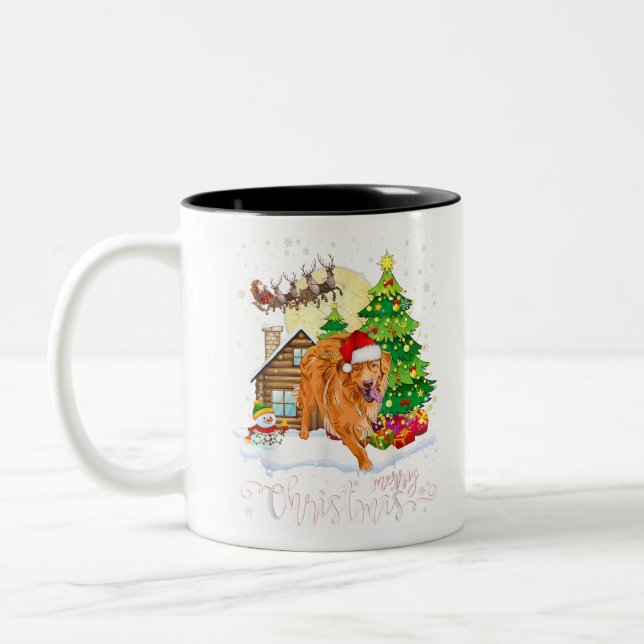 Nova scotia duck tolling retriever merry christmas Two-Tone coffee mug (Left)