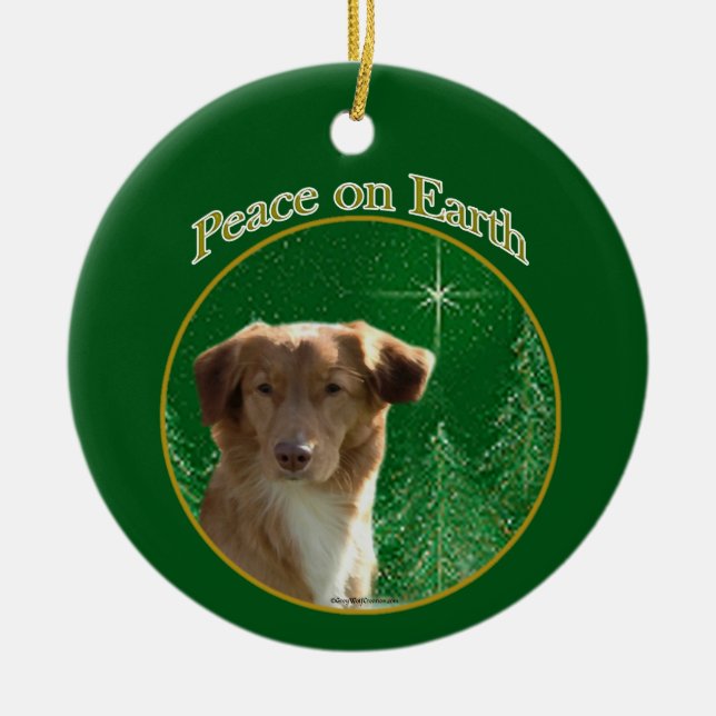 Nova Scotia Duck Tolling Retriever Peace Ceramic Ornament (Front)