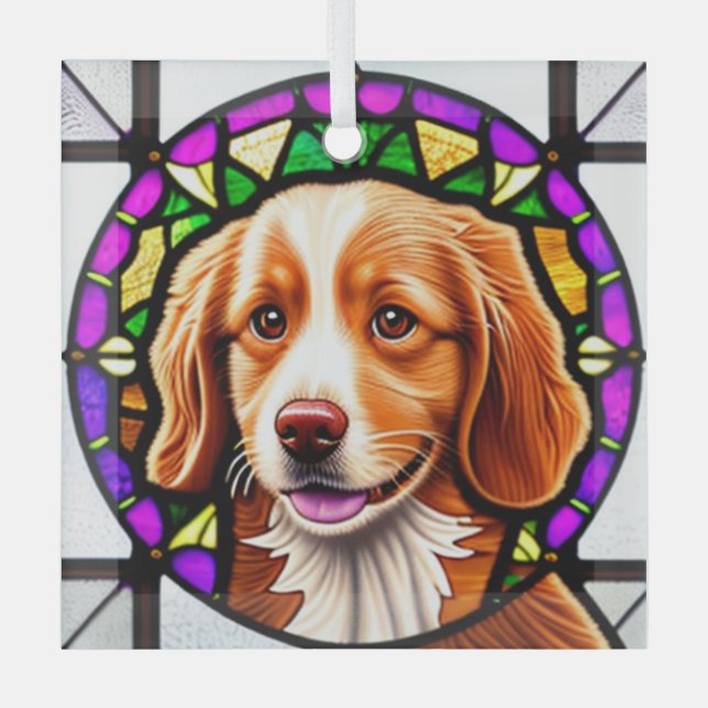 Nova Scotia Duck Tolling Retriever "Stained"  Glass Ornament (Front)