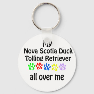 Nova Scotia Duck Tolling Retriever Walks Design Keychain
