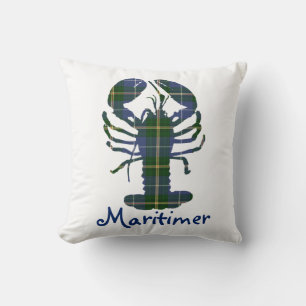 Nova Scotia Halifax Tartan maritimer love Lobster  Throw Pillow