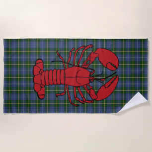 Nova Scotia lobster tartan  beach towel
