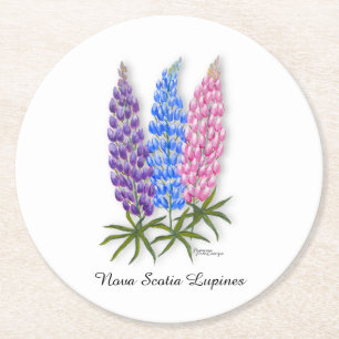 Nova Scotia Lupines Round Paper Coaster