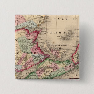 Nova Scotia, New Brunswick, Map by Mitchell 2 Inch Square Button