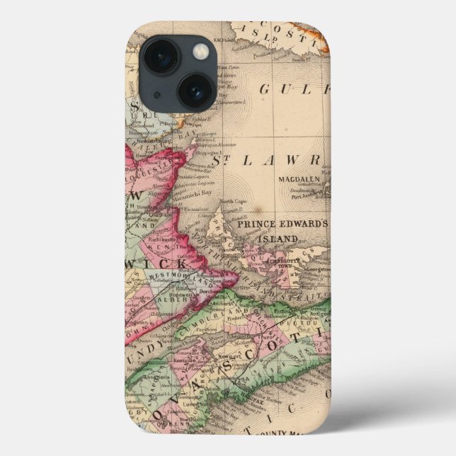 Nova Scotia, New Brunswick, Map by Mitchell Case-Mate iPhone Case (Back)