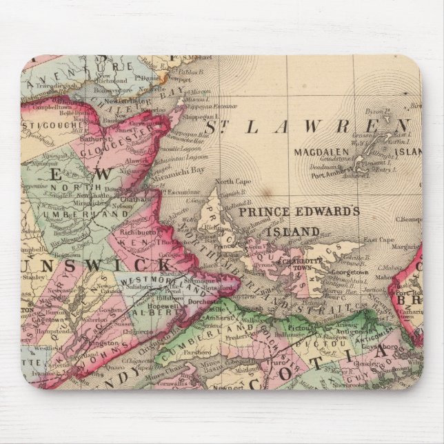 Nova Scotia, New Brunswick, Map by Mitchell Mouse Pad (Front)