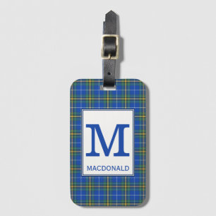 Nova Scotia Tartan Bright Blue Plaid Monogram Luggage Tag