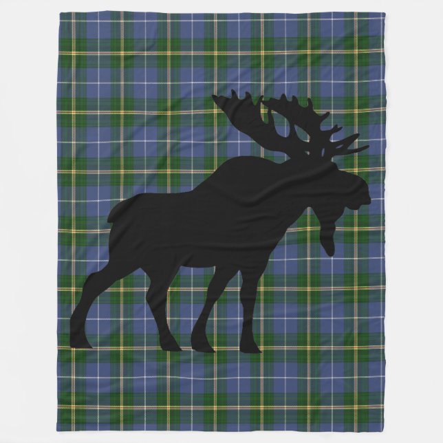 Nova Scotia Tartan Custom Moose Brown Plaid Fleece Blanket (Front)